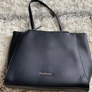 Kim Rogers black shoulder tote bag, leather good used condition